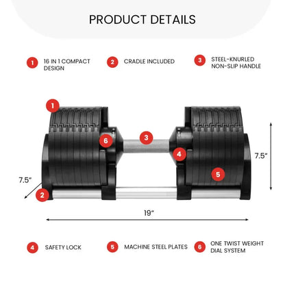 Adjustable Dumbbell 5-80 lbs